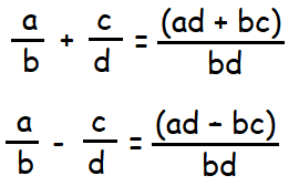 Adding and Subtracting Fractions using Formula