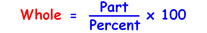 Finding a Whole Given a Part and a Percent