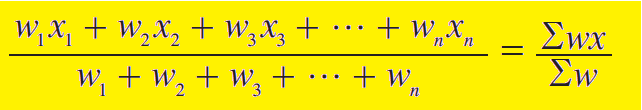 Formula For Finding Weighted Arithmetic Mean