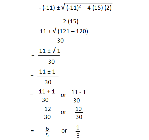 Worksheet on Quadratic Equations